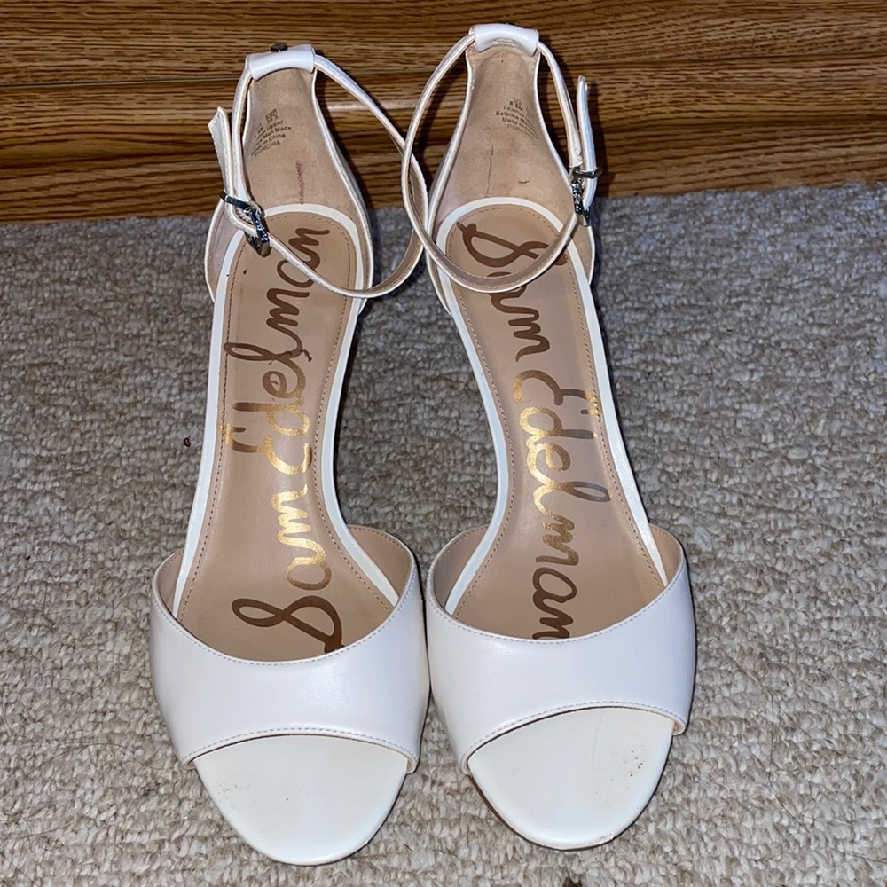 White heeled sandals